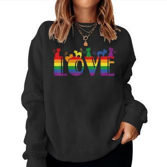 Cat Stack Rainbow Gay Pride Lgbt Animal Pet Lover Women Sweatshirt | Mazezy