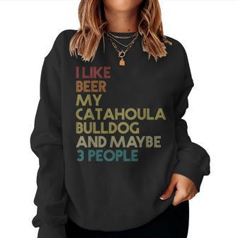 Catahoula Bulldog Dog Owner Beer Lover Quote Vintage Retro Women Sweatshirt | Mazezy