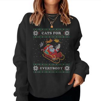 Cats For Everybody Cat Lover Ugly Christmas Sweater Women Sweatshirt - Seseable