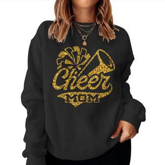 Cheer Mom Biggest Fan Cheerleader Black Yellow Gold Pom Pom Women Sweatshirt - Monsterry UK