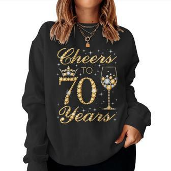 Cheers To 70 Years 70Th Queens Birthday 70 Years Old Women Crewneck Graphic Sweatshirt - Thegiftio UK