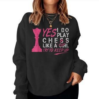 Chess Play A Girl Chessboard Club For Grand Master Women Sweatshirt | Mazezy