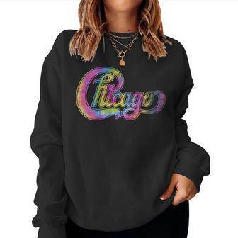 Chicago Tie Dye Retro Chicago Lover Chicago Vintage Women Sweatshirt - Seseable