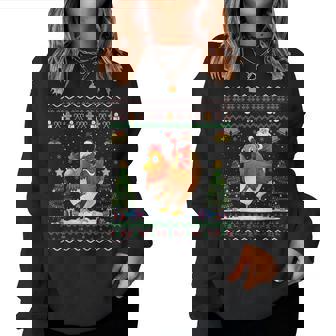 Chicken Ugly Xmas Santa Riding Chicken Christmas Women Sweatshirt | Mazezy