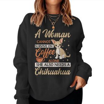 Chihuahua Coffee Lover Animal Lover Dog Owner Breeder Women Crewneck Graphic Sweatshirt - Monsterry UK