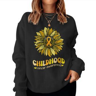 Childhood Cancer Awareness Leopard Yellow Sunflower Women Sweatshirt - Monsterry DE