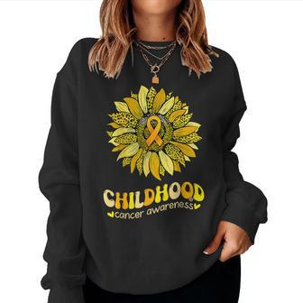 Childhood Cancer Awareness Month Leopard Yellow Sunflower Women Sweatshirt - Monsterry DE