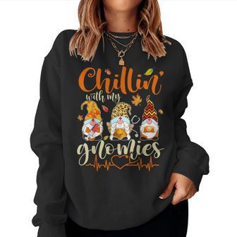 Chillin With My Gnomies Nurse Gnome Happy Thanksgiving Fall Women Sweatshirt - Thegiftio UK