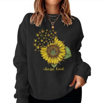 Choose Kind Sunflower Deaf Asl American Sign Language Women Sweatshirt | Mazezy