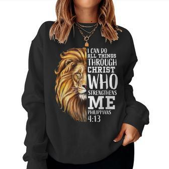 Christian Bible Verse Sayings Religious Him Lion Judah Women Sweatshirt | Mazezy