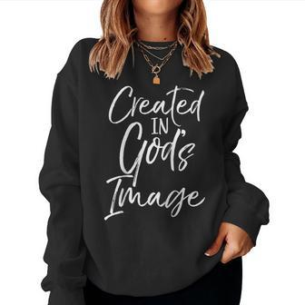 Christian Creation Quote Bible Verse Created In God's Image Women Sweatshirt | Mazezy DE