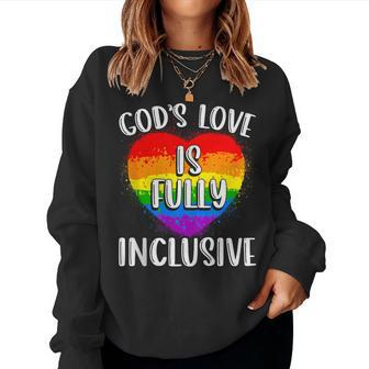 Christian Gods Love Is Fully Lgbt Flag Gay Pride Month  Women Crewneck Graphic Sweatshirt