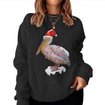 Christmas Bird Pelican Santa Hat Costume Bird Lover Women Sweatshirt | Mazezy