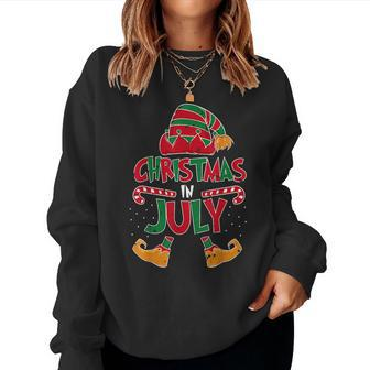 Christmas In July Elf Beach Summer Funny Christmas In July Women Crewneck Graphic Sweatshirt - Monsterry