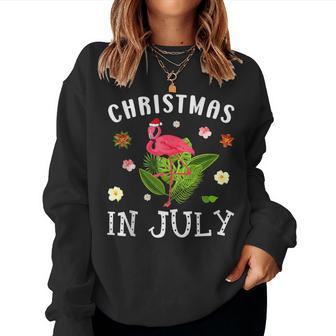 Christmas In July Flamingo Women Crewneck Graphic Sweatshirt - Seseable