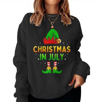Christmas In July Santa Elf Funny Xmas Men Women Kids Women Crewneck Graphic Sweatshirt - Seseable