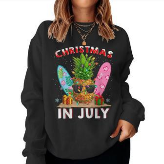 Christmas In July Pineapple Surf Santa Summer Tree Summer Women Sweatshirt | Mazezy
