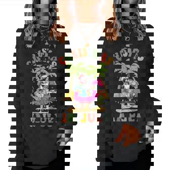 Christmas In July Santa Summer Beach Vacation Vacation Women Sweatshirt | Mazezy