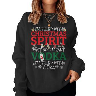 Christmas Vodka Drinking Alcohol Drunk Apparel T Women Sweatshirt | Mazezy AU