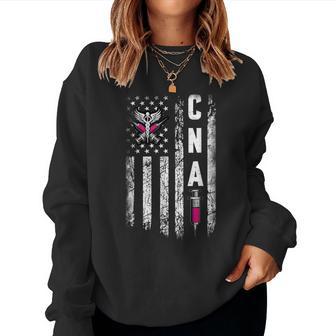 Cna - American Flag July 4Th Certified Nurse Assistant Women Crewneck Graphic Sweatshirt - Seseable