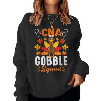 Cna Gobble Squad Nurse Turkey Thanksgiving Women Sweatshirt - Seseable
