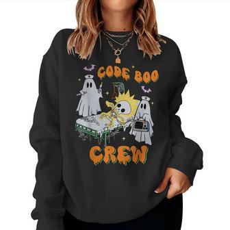 Code Boo Crew Ghost Nurse Halloween Costume Nursing Women Sweatshirt | Mazezy