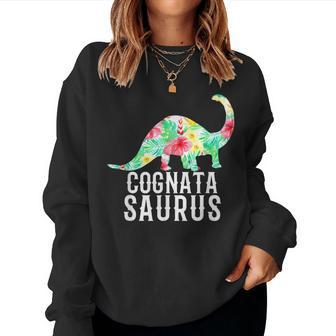 Cognatasaurus Italian Sister In Law Dinosaur Floral Women Sweatshirt | Mazezy