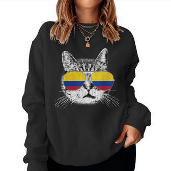 Colombia Flag Colombian Pride Cat Men Women Kids Women Sweatshirt | Mazezy