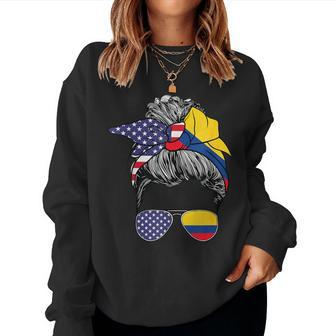 Colombian Girl Usa Heritage American Colombia Flag Women Sweatshirt | Mazezy