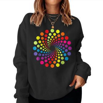 Colored Multicolor Polka Dot September 15Th Dot Day Rainbow Women Sweatshirt - Seseable