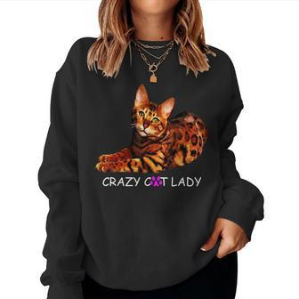 Colorful Crazy Bengal Cat Lady Kitty Kitten Lover Women Sweatshirt | Mazezy