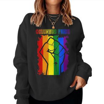 Columbus Lgbt Pride Month Lgbtq Rainbow Flag Women Sweatshirt | Mazezy