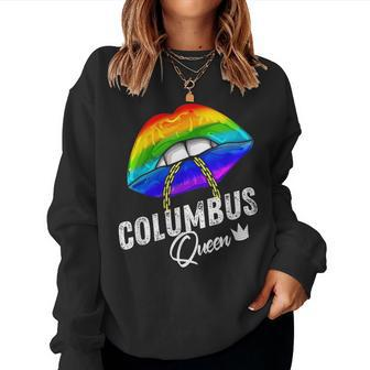 Columbus Queen Lgbtq Gay Pride Rainbow Flag American City Women Sweatshirt | Mazezy