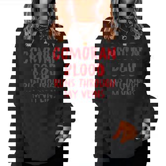Comoran Blood Runs Through My Veins Novelty Sarcastic Word Women Sweatshirt - Seseable
