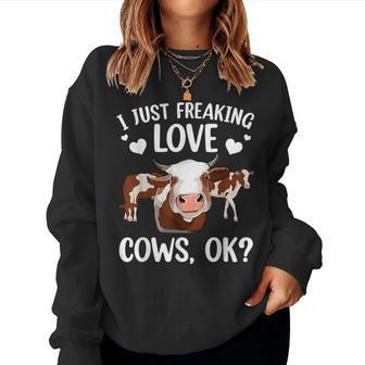 Cool Cows For Men Women Cow Lover Farmer Cattle Farm Animal Women Crewneck Graphic Sweatshirt - Monsterry