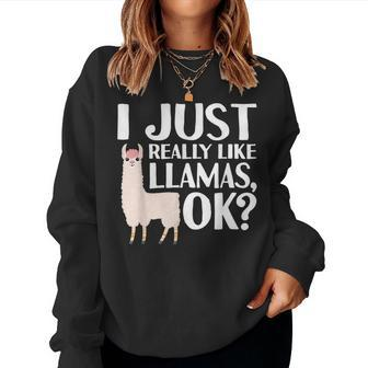 Cool Llama For Alpaca Lover Peruvian Spirit Animal Women Sweatshirt - Monsterry CA