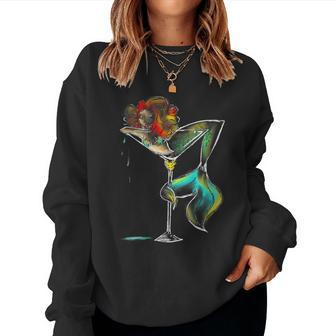 Cool Mermaid In Cocktail Glass Wine Drinker Girl Women Sweatshirt - Seseable