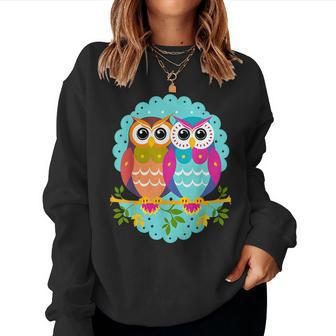 Cool Owl Graphic Cute Graphic Illustration Owl Women Sweatshirt | Mazezy