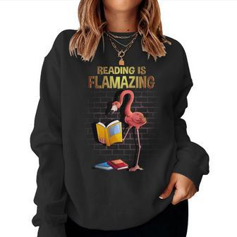 Cool Reading Is Flamazing Flamingo Book Reader Women Sweatshirt | Mazezy