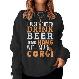 Corgi Dad Fathers Day Dog Lover Beer Women Sweatshirt | Mazezy