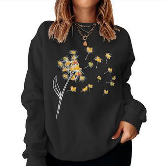 Corgi Dandelion Flying Flower Animal Lover Dog Whisperer Women Sweatshirt | Mazezy