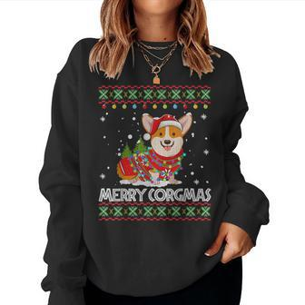Corgi Dog Merry Corgmas Santa Corgi Ugly Christmas Sweater Women Sweatshirt - Seseable