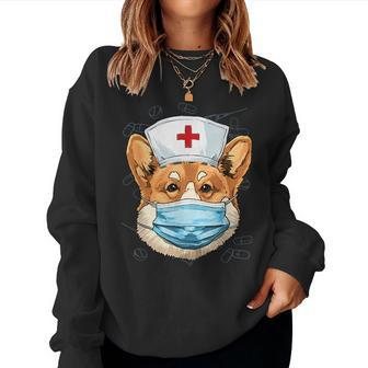 Corgi Dog Nurse Rn Nursing School Graduation Women Sweatshirt | Mazezy