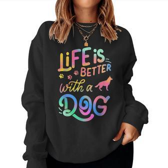 Corman Shepherd Life Is Better With My Dog Mom Dad Women Sweatshirt | Mazezy