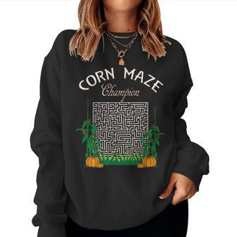 Corn Maze Champion Fall Halloween Farm Activities Halloween Women Sweatshirt | Mazezy