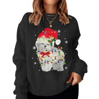 Coton De Tulear Dog Christmas Light Xmas Mom Dad For Mom Women Sweatshirt | Mazezy