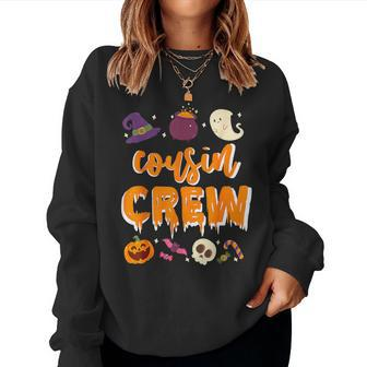 Cousin Crew Cute Ghost Pumpkin Halloween Costume Women Sweatshirt | Mazezy