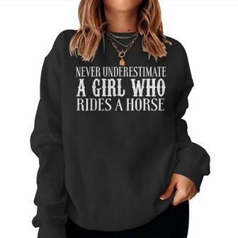 Cowgirl Never Underestimate A Girl Who Rides A Horse Women Sweatshirt | Mazezy