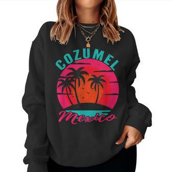 Cozumel Mexico Palm Trees Sunset Beach Ocean Women Women Sweatshirt | Mazezy