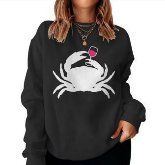 Crab Ocean Wine Cruise Vacation Lovers Drinking Women Sweatshirt - Seseable